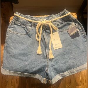 Forever 21 Blue Jean Shorts with Roped Belt